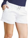 583073 Short Feminino Branco em Sarja