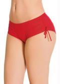 529162 Short em Cotton Vermelho Cintura Baixa ModaPop