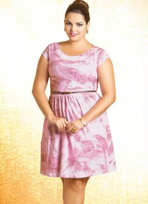 1250636 Vestido Plus Size com Estampa Efeito Spray Rosa