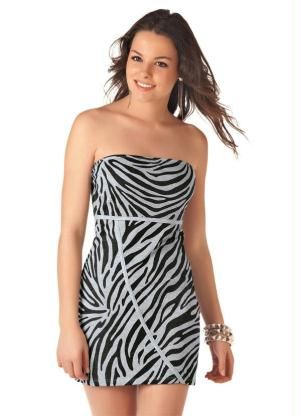 798654 Vestido Tomara que Caia com Estampa de Zebra ModaPop